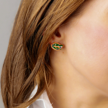 Florida Gators Enamel Stud Earrings in Green/Blue/Orange