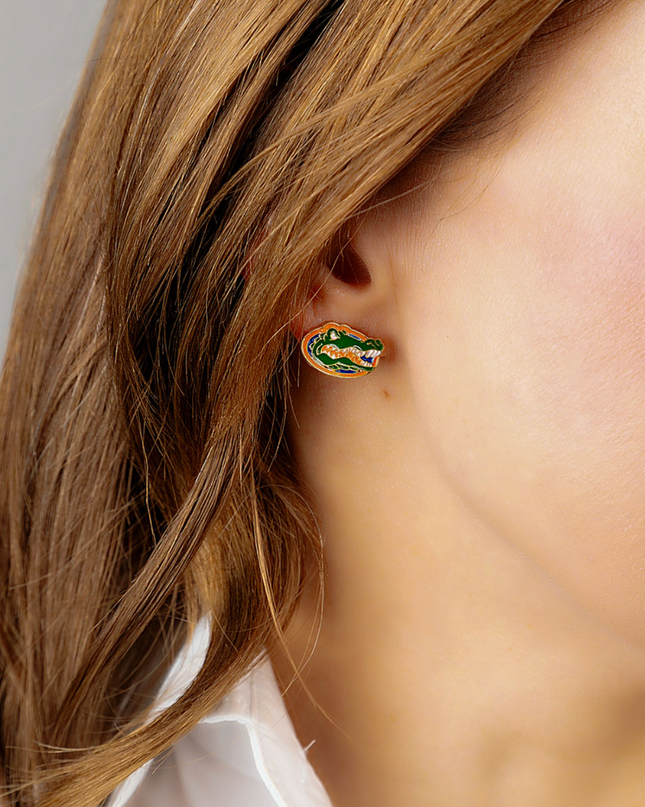 Florida Gators Enamel Stud Earrings in Green/Blue/Orange