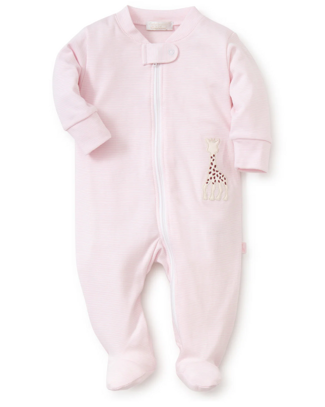 Sophie la girafe Pink Stripe Zip Front Footie
