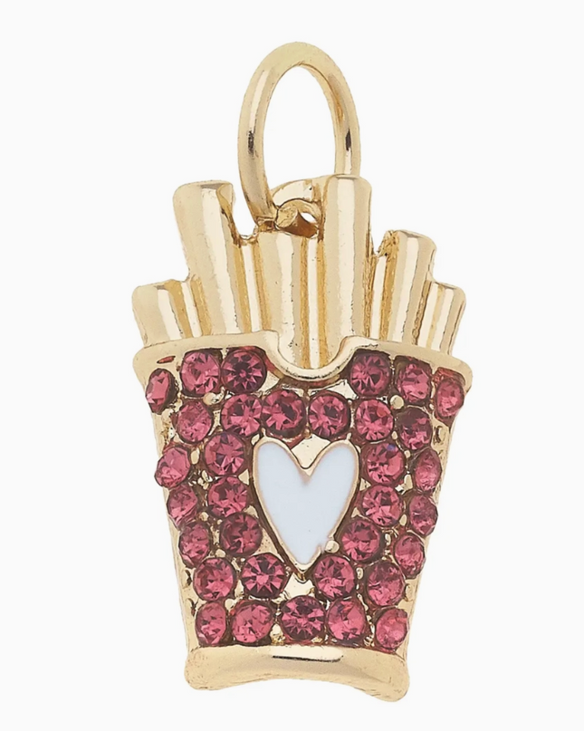 Pave French Fries Charm in Pink