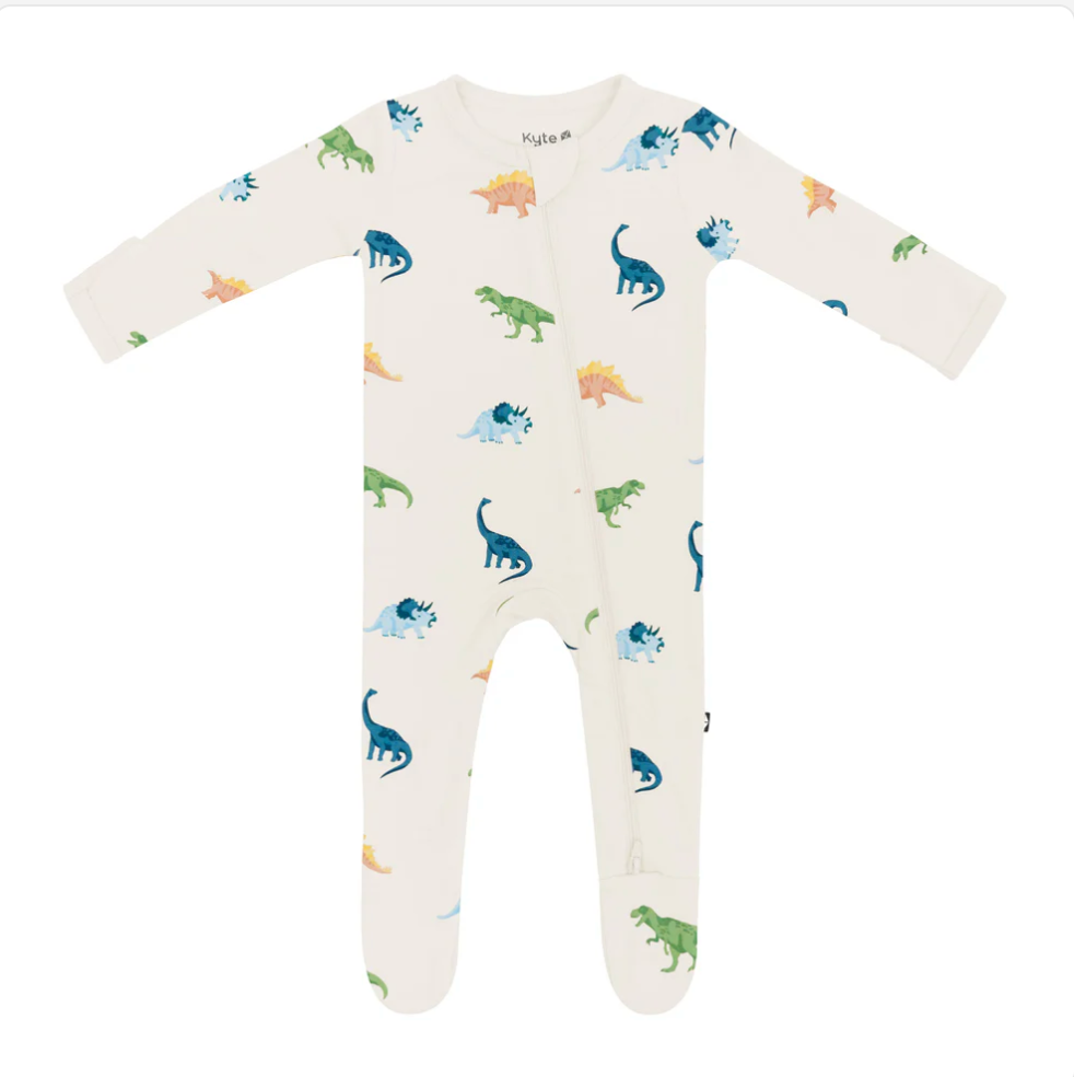 Zippered Footie in Ecru Roar