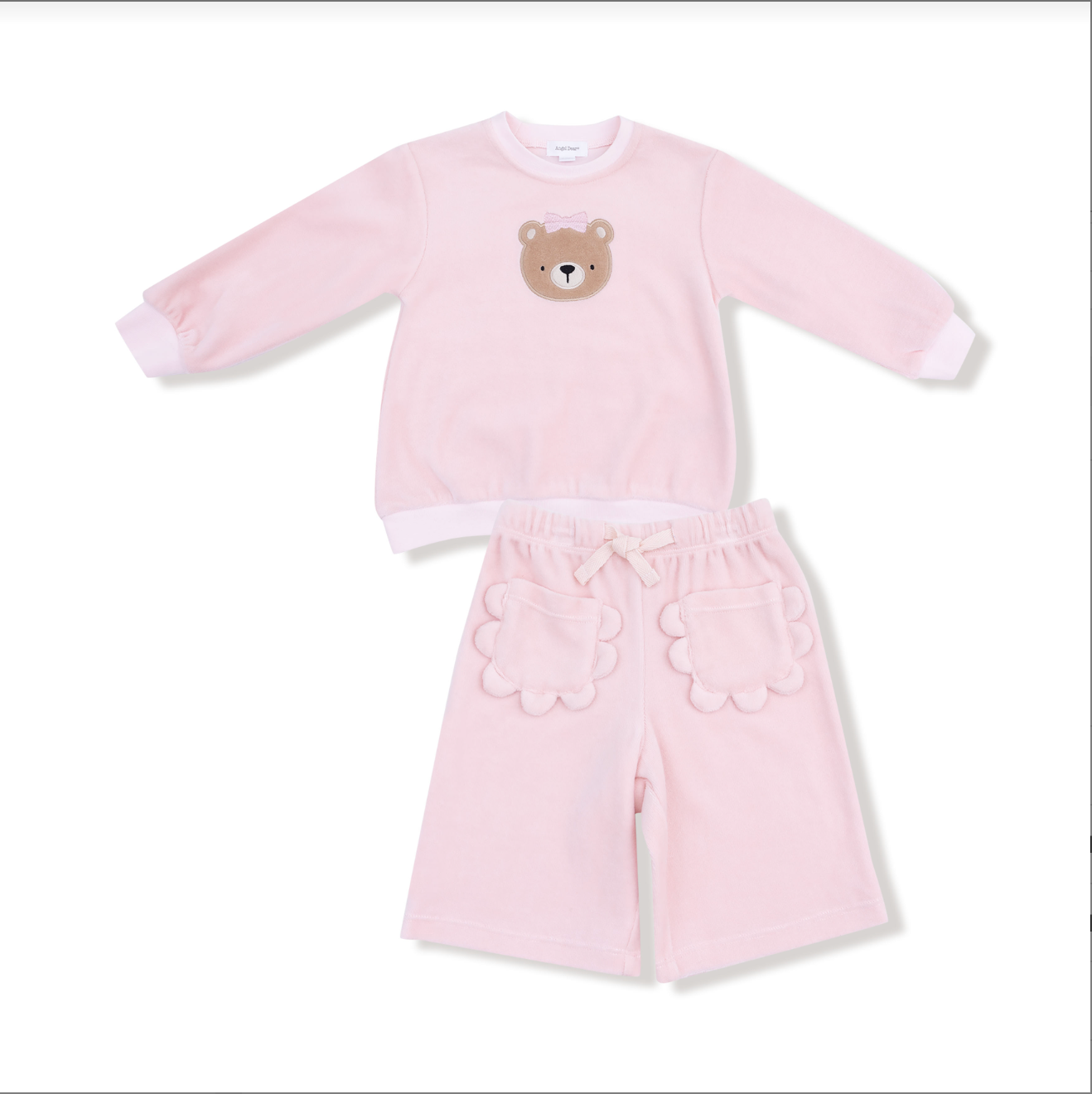 Velour Teddy Bear Long Sleeve Set