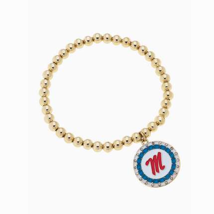 Ole Miss Rebels Pave Disc Ball Bead Stretch Bracelet