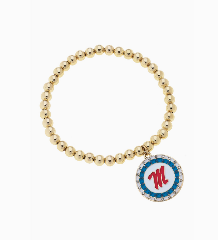 Ole Miss Rebels Pave Disc Ball Bead Stretch Bracelet