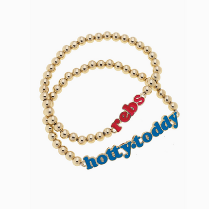 Ole Miss Rebels Slogan Ball Bead Bracelet Set of 2