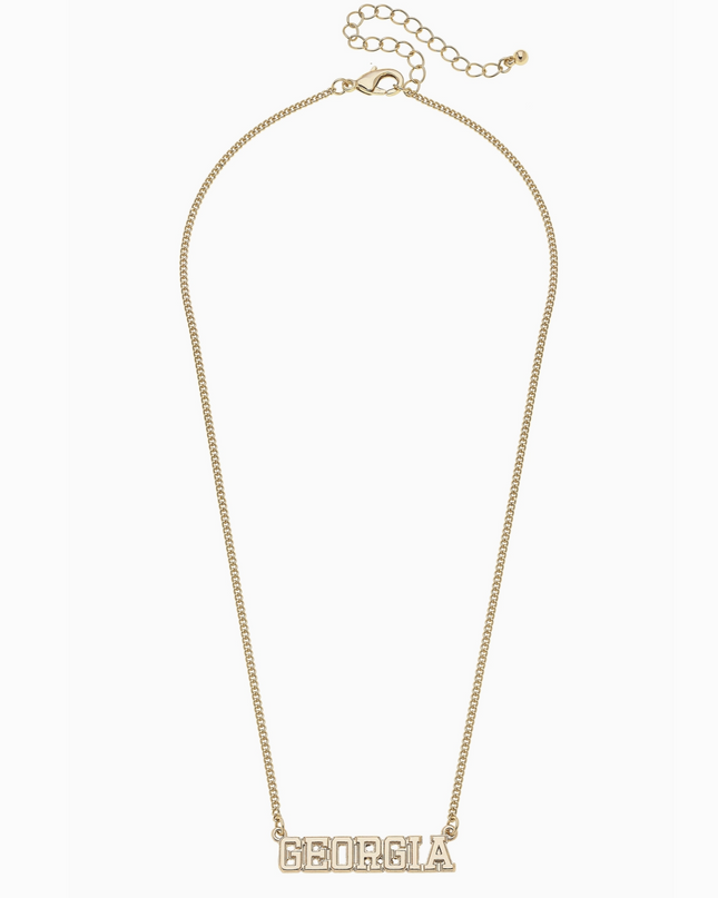Georgia Bulldogs Varsity Outline Necklace in Shiny Gold