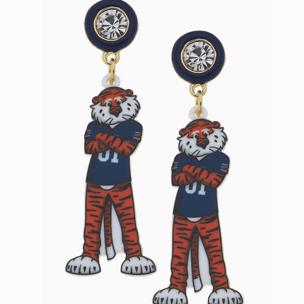 Auburn Aubie the Tiger Resin Mascot Earrings