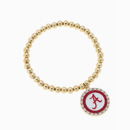 Alabama Crimson Tide Pave Disc Ball Bead Stretch Bracelet