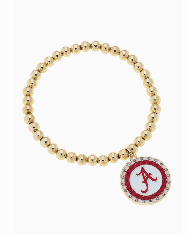 Alabama Crimson Tide Pave Disc Ball Bead Stretch Bracelet