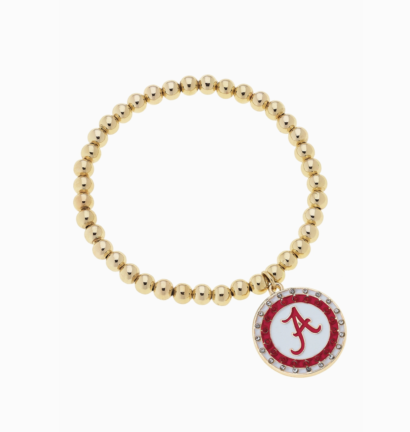 Alabama Crimson Tide Pave Disc Ball Bead Stretch Bracelet