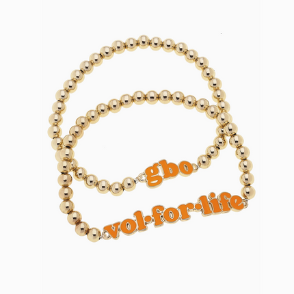 Tennessee Vols Slogan Ball Bead Bracelet Set of 2