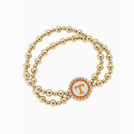 Tennessee Vols Pave Disc 2-Row Ball Bead Stretch Bracelet