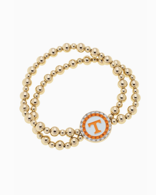 Tennessee Vols Pave Disc 2-Row Ball Bead Stretch Bracelet