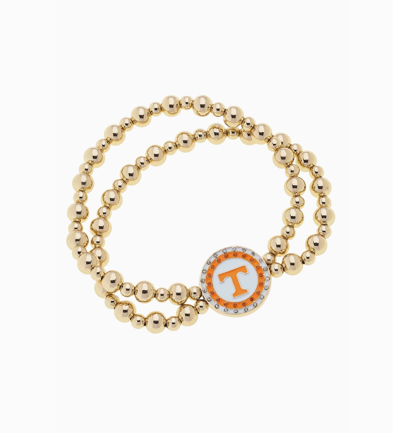 Tennessee Vols Pave Disc 2-Row Ball Bead Stretch Bracelet