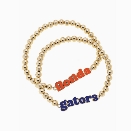 Florida Gators Slogan Ball Bead Bracelet Set of 2
