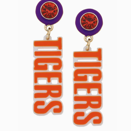 Clemson Tigers Resin Block Letter Earrings