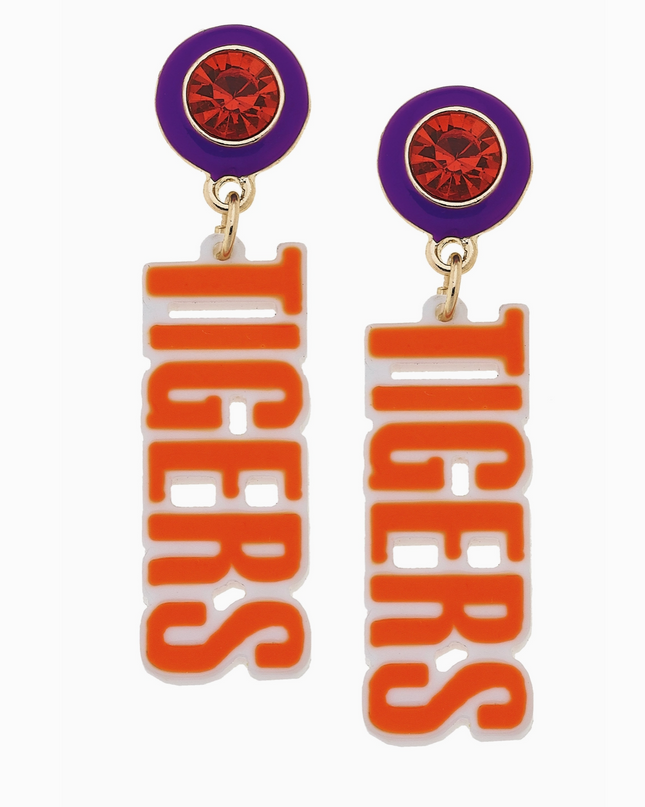 Clemson Tigers Resin Block Letter Earrings