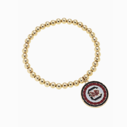 South Carolina Gamecocks Pave Disc Ball Bead Bracelet