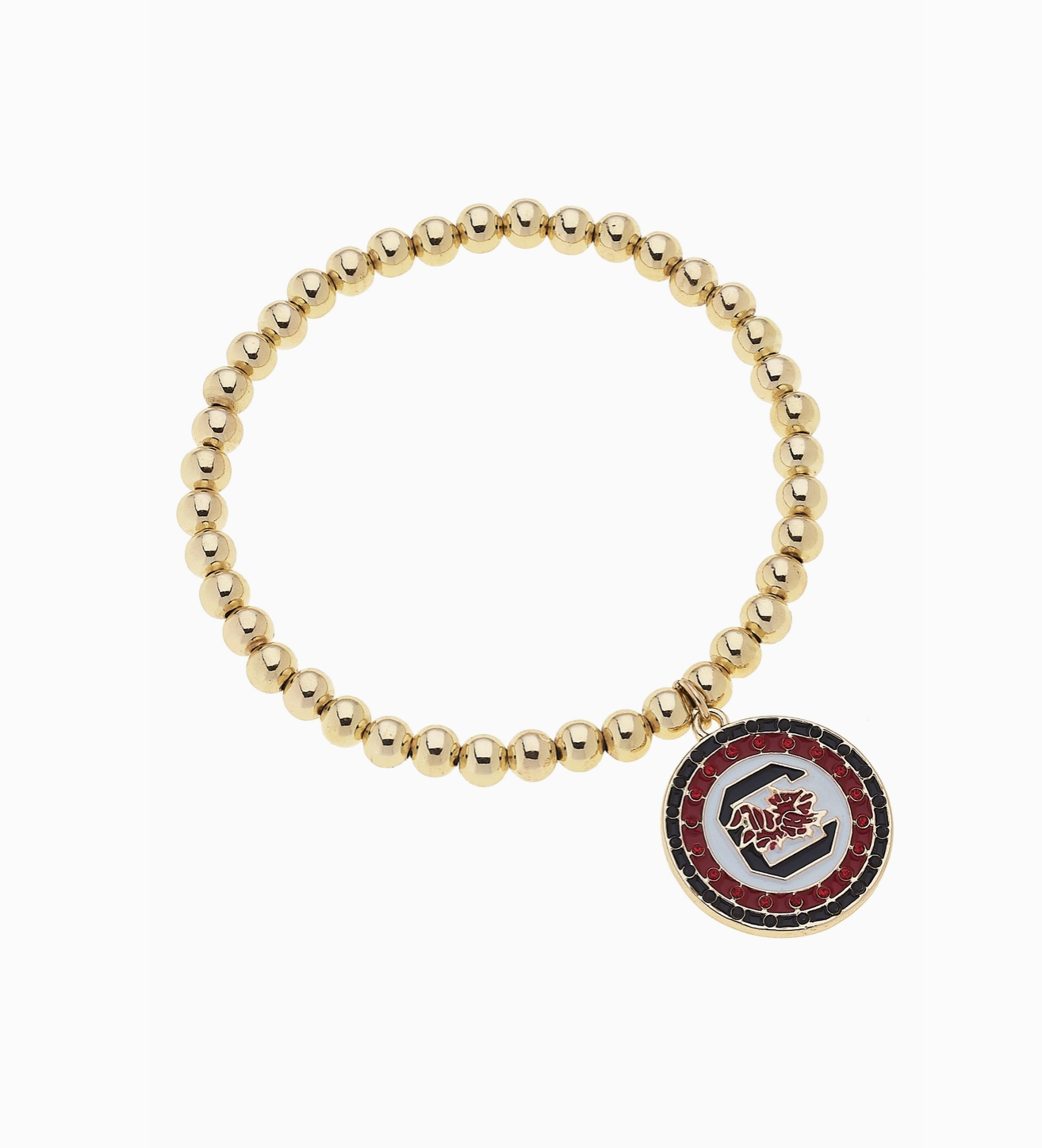 South Carolina Gamecocks Pave Disc Ball Bead Bracelet