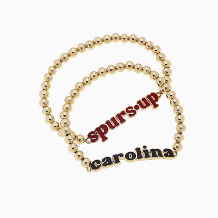 South Carolina Gamecocks Slogan Ball Bead Bracelet Set of 2