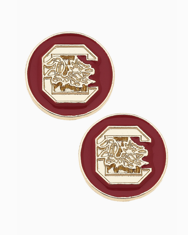 South Carolina Gamecocks Logo Circle Stud Earrings