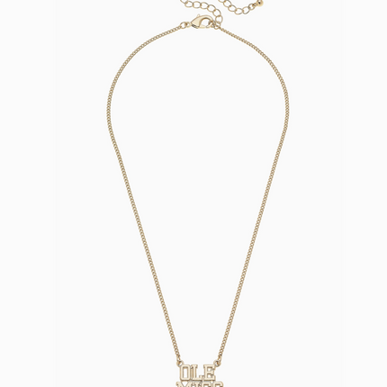 Ole Miss Rebels Varsity Outline Necklace in Shiny Gold