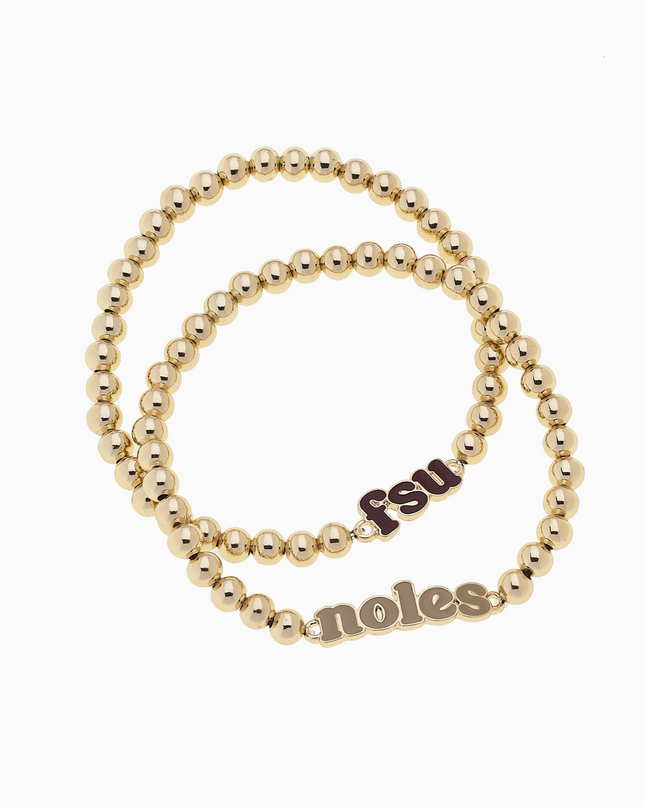 Florida State Seminoles Slogan Ball Bead Bracelet Set of 2