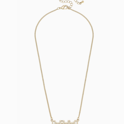 Ohio State Buckeyes Varsity Outline Necklace in Shiny Gold