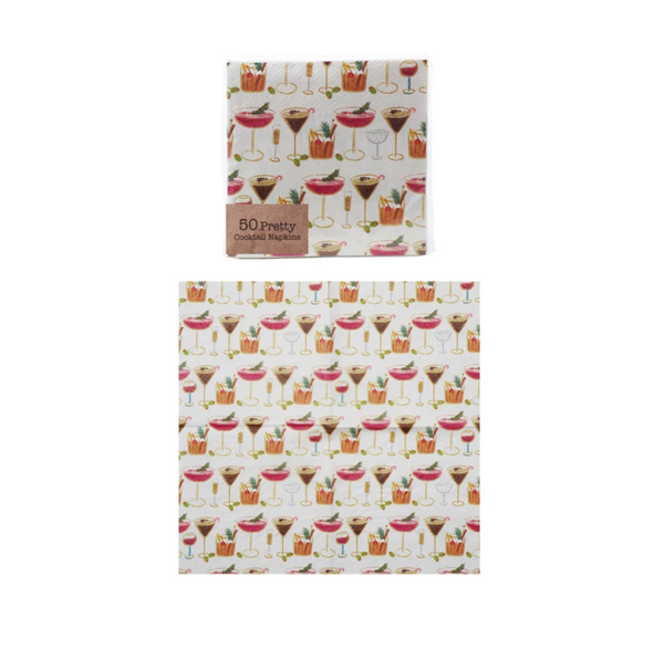 Paper Napkins w/ Cocktail Pattern (Contains 50 Folded Pieces)
