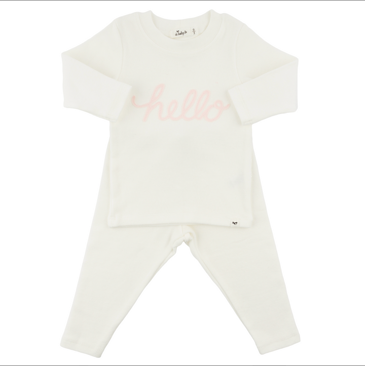 'Hello' Pale Pink 2pc Set