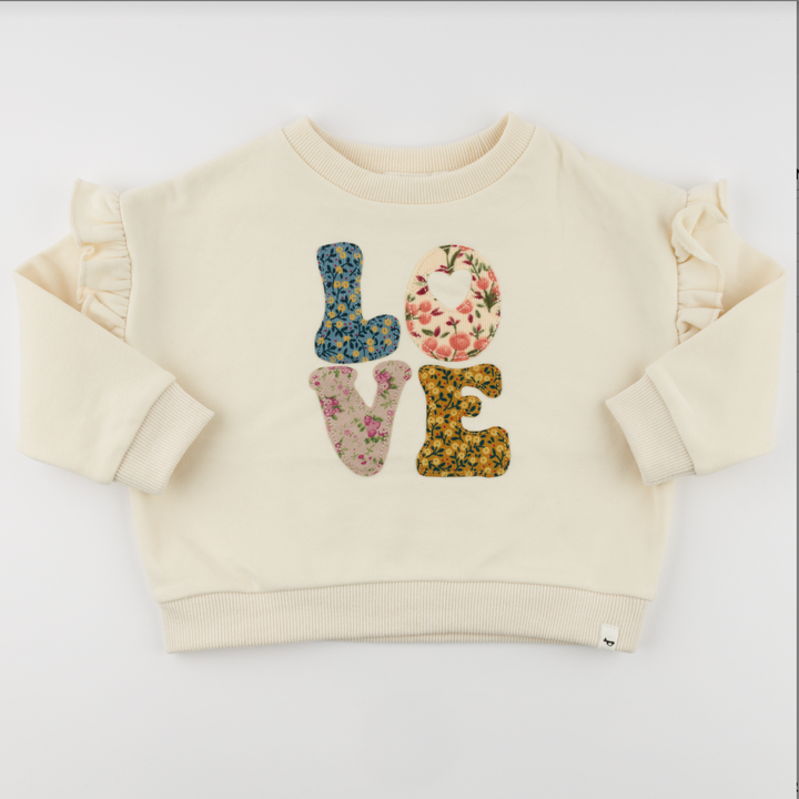 Stacked Floral 'LOVE' Ruffle Slouch