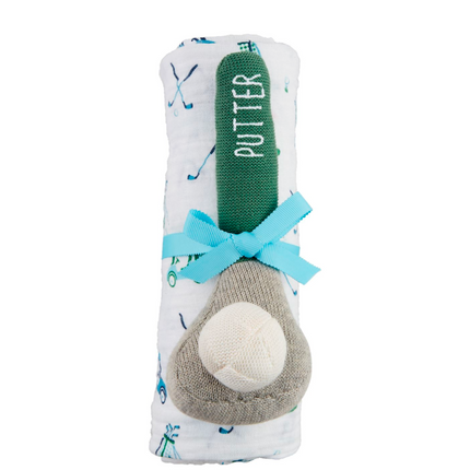 Boy Golf Swaddle and Rattle