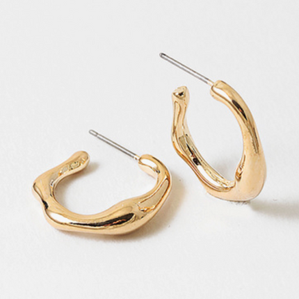 Molten Curve Gold Hoop Earrings