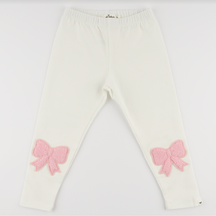 Leggings with Chenille Bow Patch