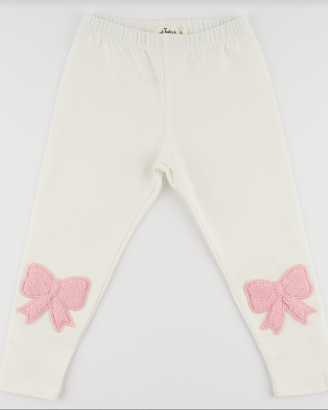 Leggings with Chenille Bow Patch