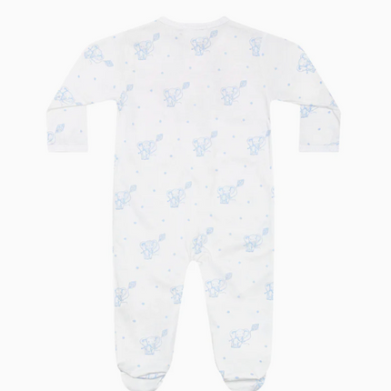 Blue Elephant Baby Zipper Footie