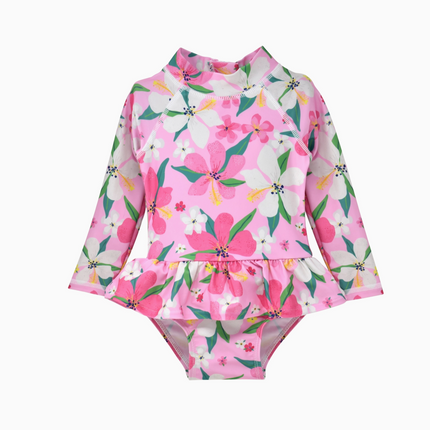 Hibiscus Dream Ruffle Rash Guard Swimsuit