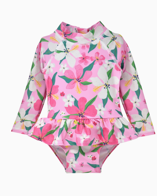 Hibiscus Dream Ruffle Rash Guard Swimsuit