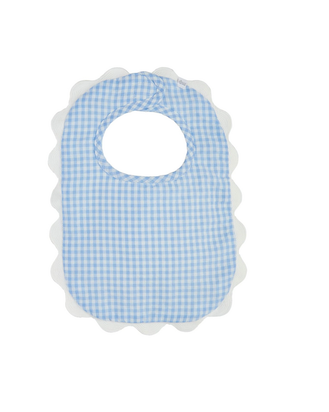 Personalized Blue Gingham Scallop Bib