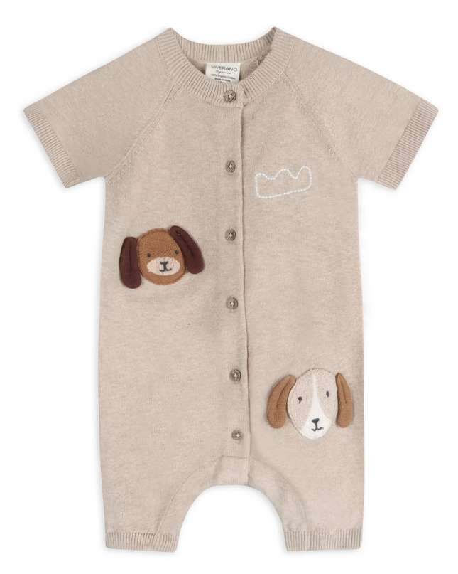 Doggy Applique Baby Knit Romper