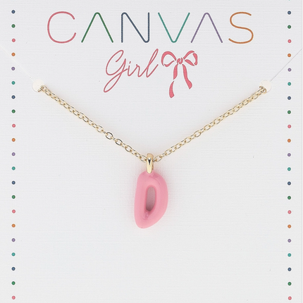 Viola Enamel Coated Letter Children's Necklace in Shiny Gold