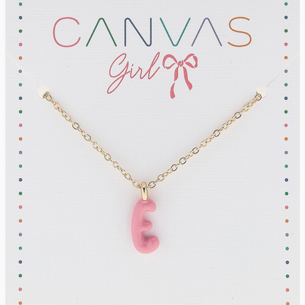 Viola Enamel Coated Letter Children's Necklace in Shiny Gold