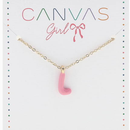 Viola Enamel Coated Letter Children's Necklace in Shiny Gold
