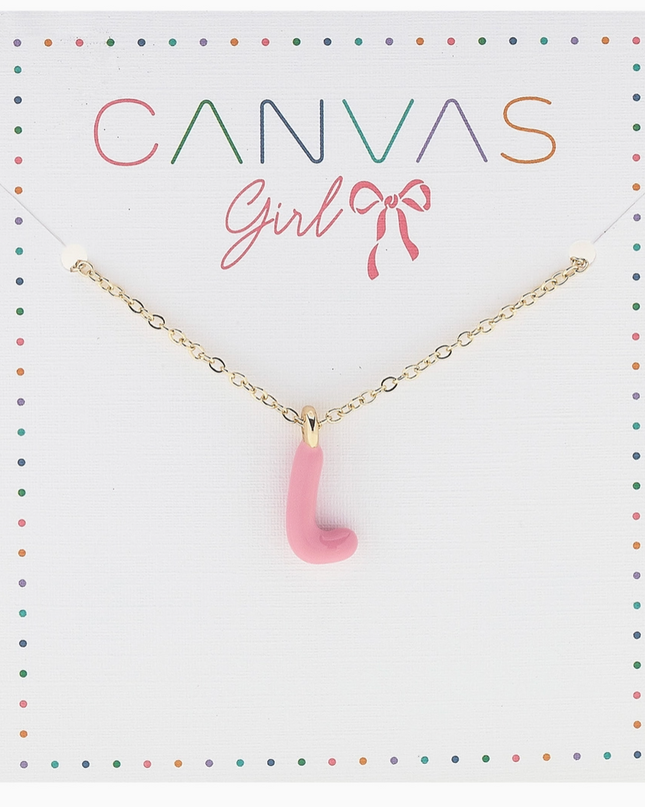 Viola Enamel Coated Letter Children's Necklace in Shiny Gold