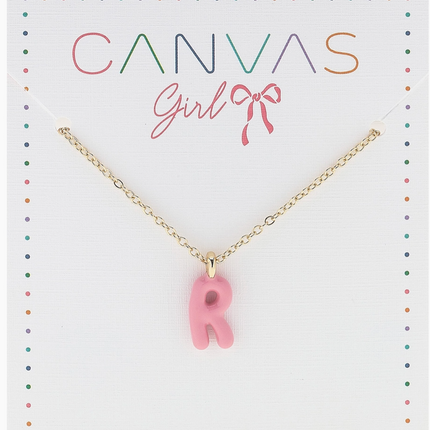 Viola Enamel Coated Letter Children's Necklace in Shiny Gold