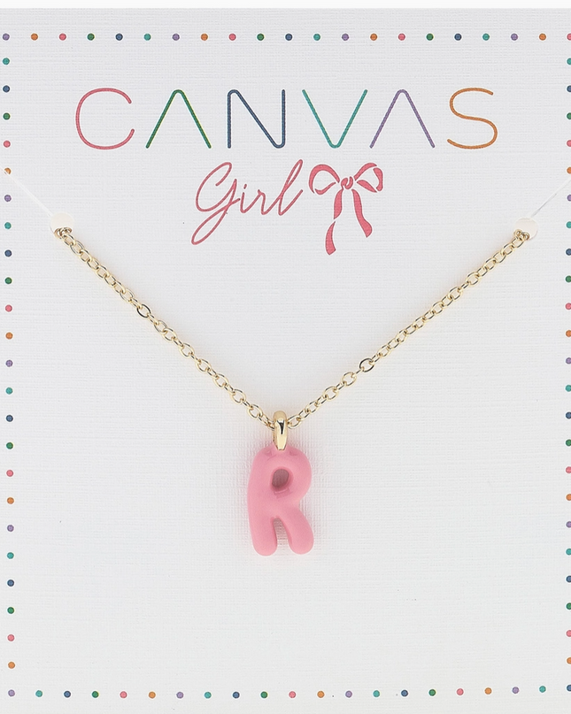 Viola Enamel Coated Letter Children's Necklace in Shiny Gold