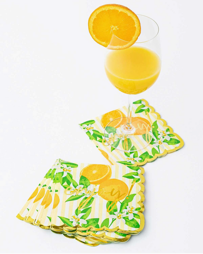 Orange Blossom Paper Beverage Napkin Packs