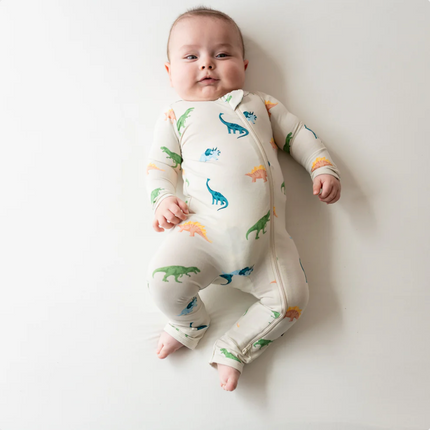 Zippered Romper in Ecru Roar