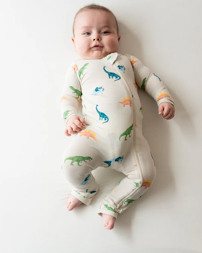Zippered Romper in Ecru Roar