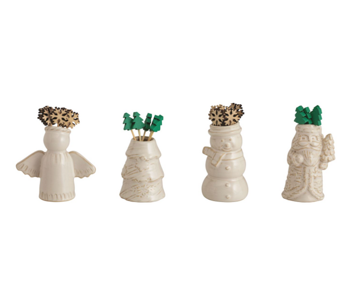 White Christmas Toothpick Caddy Sets